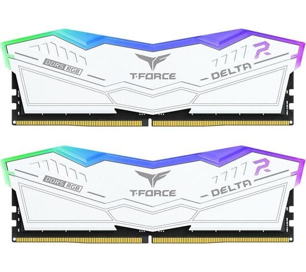 TEAMGROUP T-FORCE DELTA RGB 32 GB 8000 MHz DDR5 Memory Kit - 16 GB x 2, White - Image 1