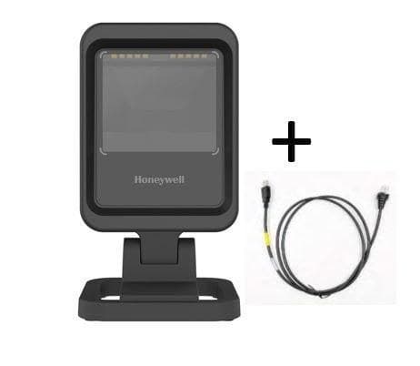 Honeywell Genesis XP 7680g USB Kit: Tethered, 1D, PDF417, 2D, SR Focus, Black Presentation Scanner, USB Type A 3m Straight Cable (CBL-500-300-S00-09), Stand - Image 1
