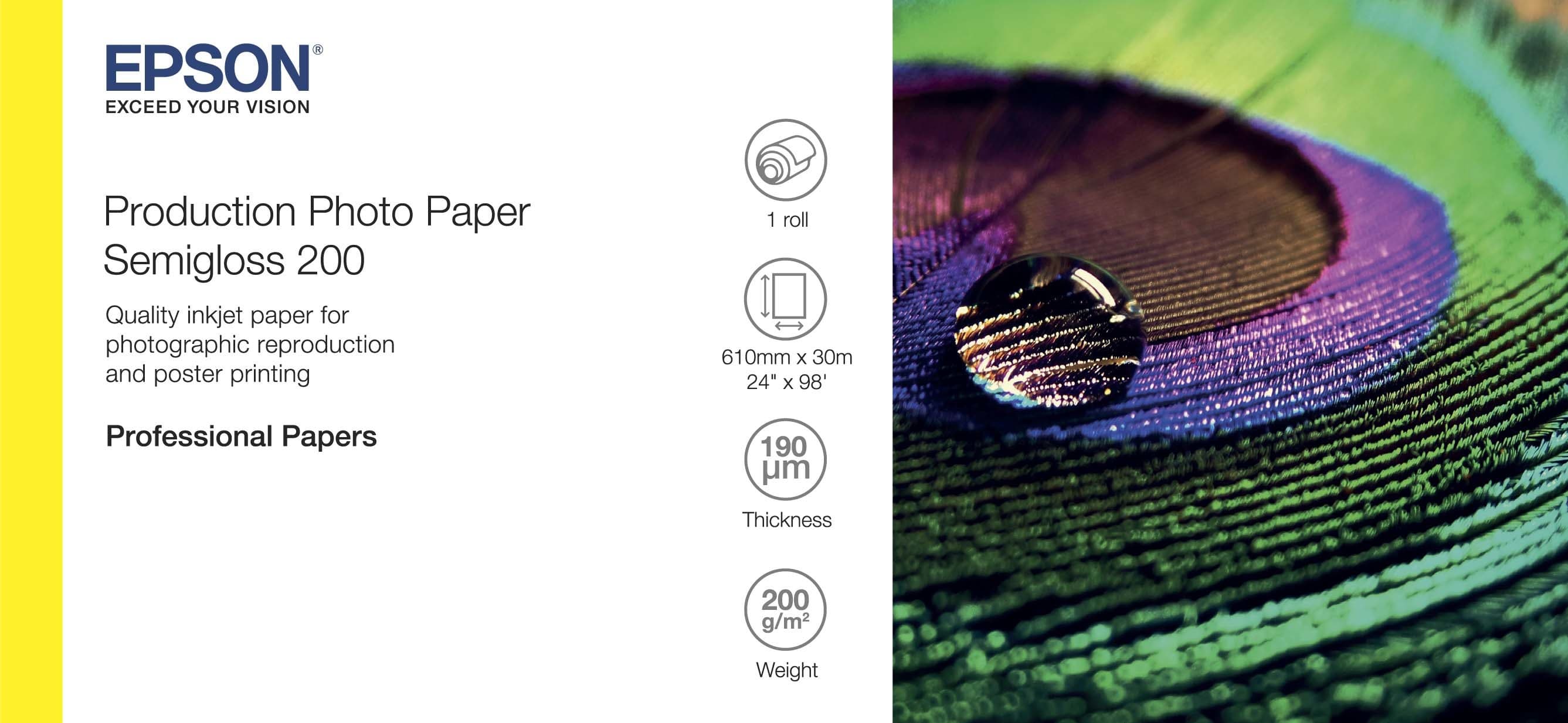 Epson Production Photo Paper Semigloss 200gsm Roll - C13S450376 - 24" x 30m
