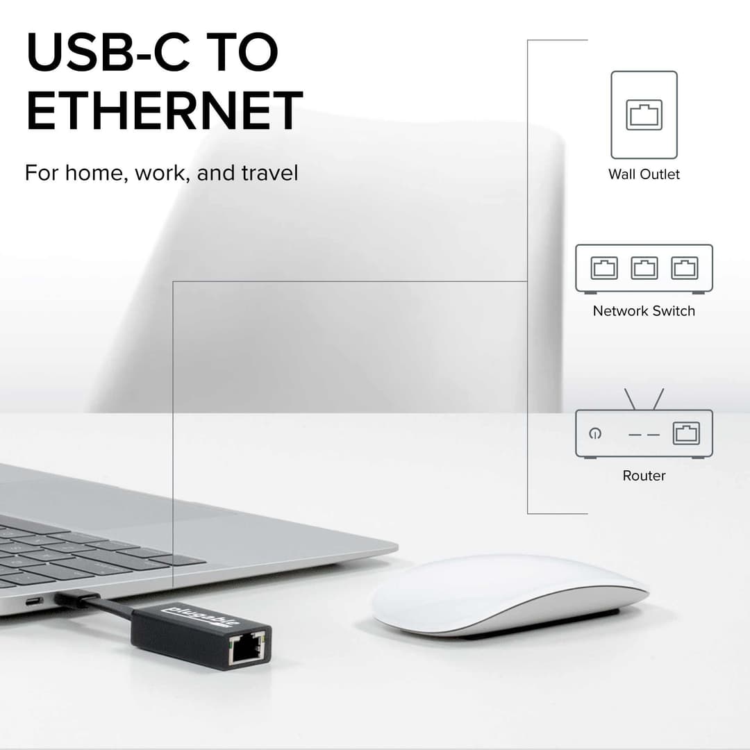 Plugable Technologies USB C to Ethernet Adapter, Driverless Fast and Reliable Gigabit Speed, Thunderbolt 3 to Ethernet Adapter Compatible with Macbook Pro, Windows, macOS, iPhone 15, and ChromeOS - Image 2