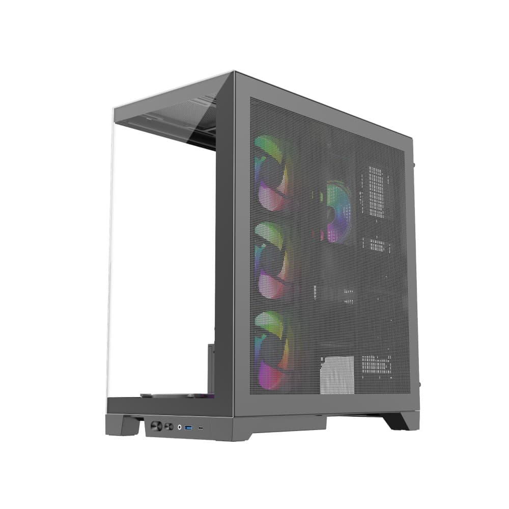 1st Player MIKU Mi8 Tempered Glass Mid Tower Gaming PC Case Black with 7x ARGB Fans - Image 5