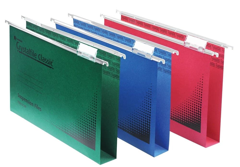 Rexel Crystalfile Classic Foolscap Suspension File 30mm Green (50) - Image 1
