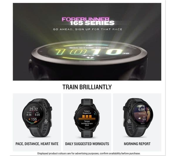 Garmin Forerunner 165 43mm GPS Running Smartwatch - Mist Grey/Whitestone - Image 2