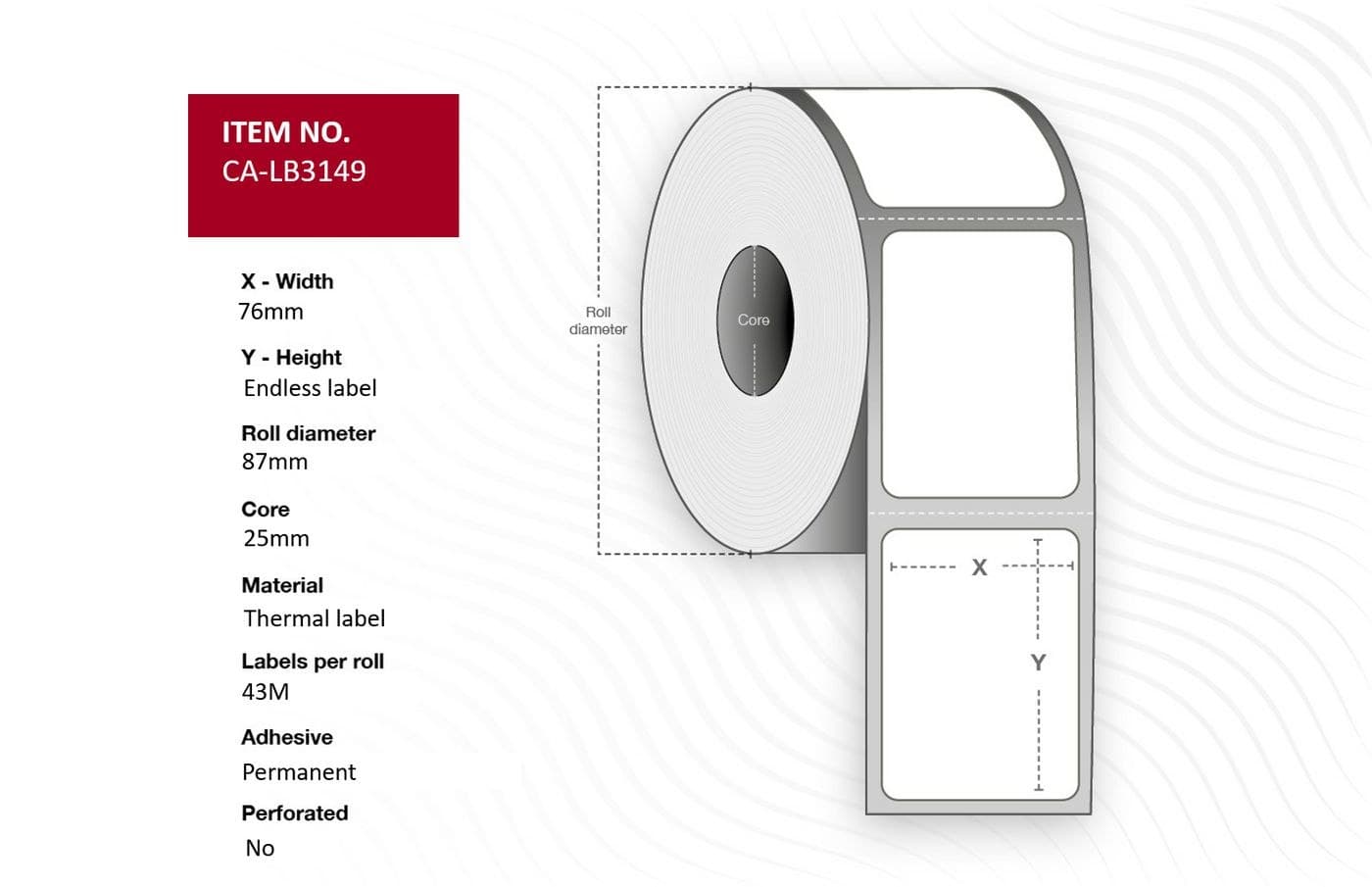 Label 76mm x contentious, 43M