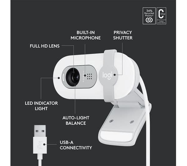 Logitech Brio 100 Full HD 1080p Webcam - White - Image 6