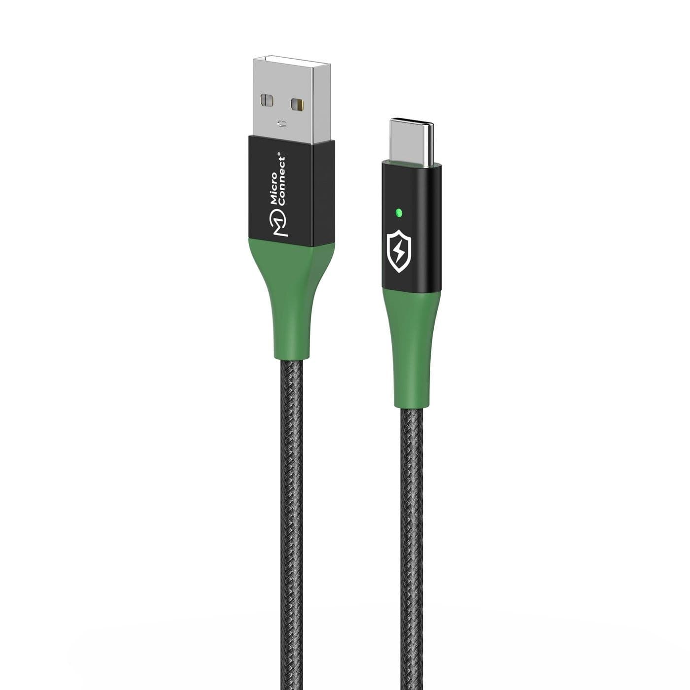 MicroConnect Smart Charge USB-A to USB-C Cable 2m - Black/Green