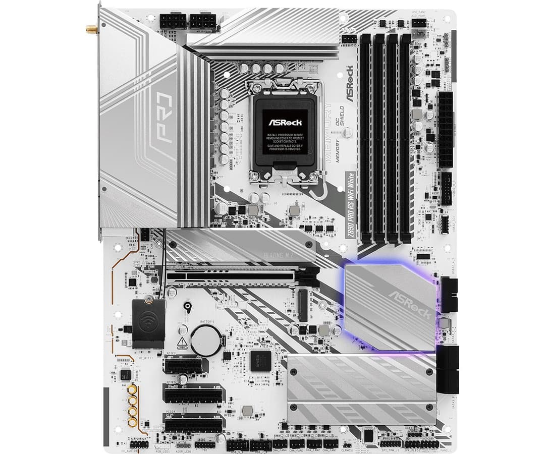 Asrock Z890 Pro RS WiFi White Intel Z890 LGA 1851 (Socket V1) DDR5 ATX Motherboard - Image 1