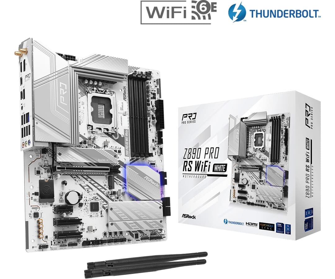 Asrock Z890 Pro RS WiFi White Intel Z890 LGA 1851 (Socket V1) DDR5 ATX Motherboard - Image 6