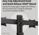 KENSINGTON SmartFit Space-Saving K55513WW Dual Arm Tilt & Swivel 27" Monitor Desk Mount thumbnail 4