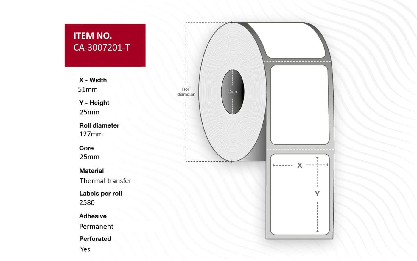 Label 51 x 25mm, Core 25mm,