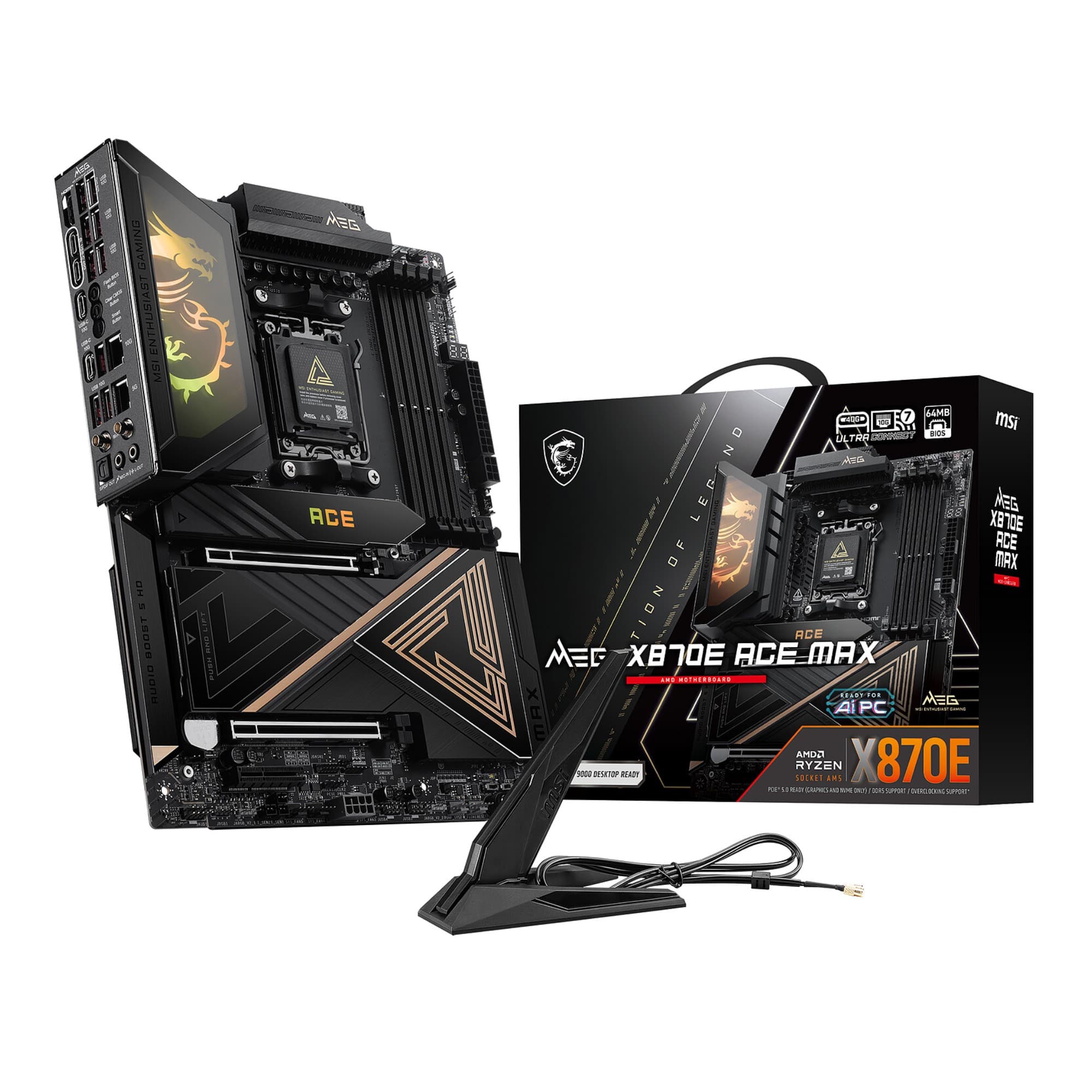 MSI MEG X870E ACE MAX AMD X870E ATX Socket AM5 Motherboard - DDR5, PCIe 5.0, 5x M.2, Wi-Fi 7
