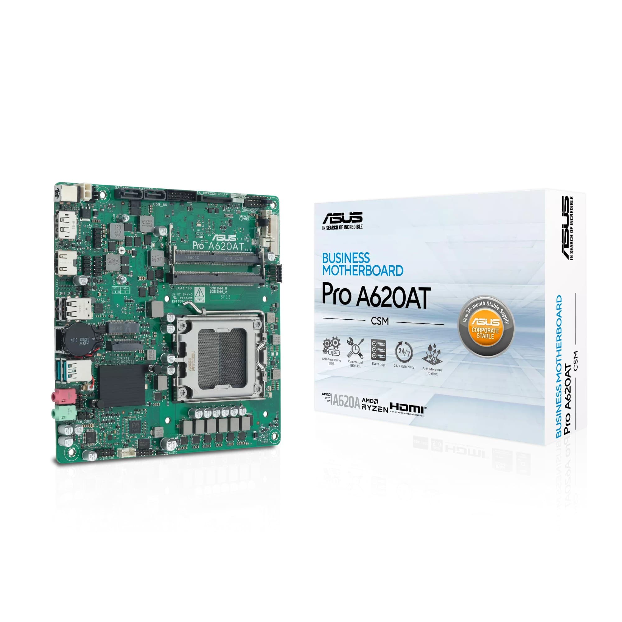 ASUS Pro A620AT-CSM AMD A620A DDR5 Thin Mini-ITX Socket AM5 Motherboard