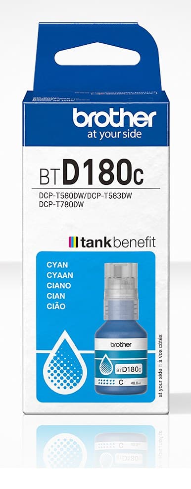 Brother BTD180C Cyan Genuine Ink Bottle - Image 1