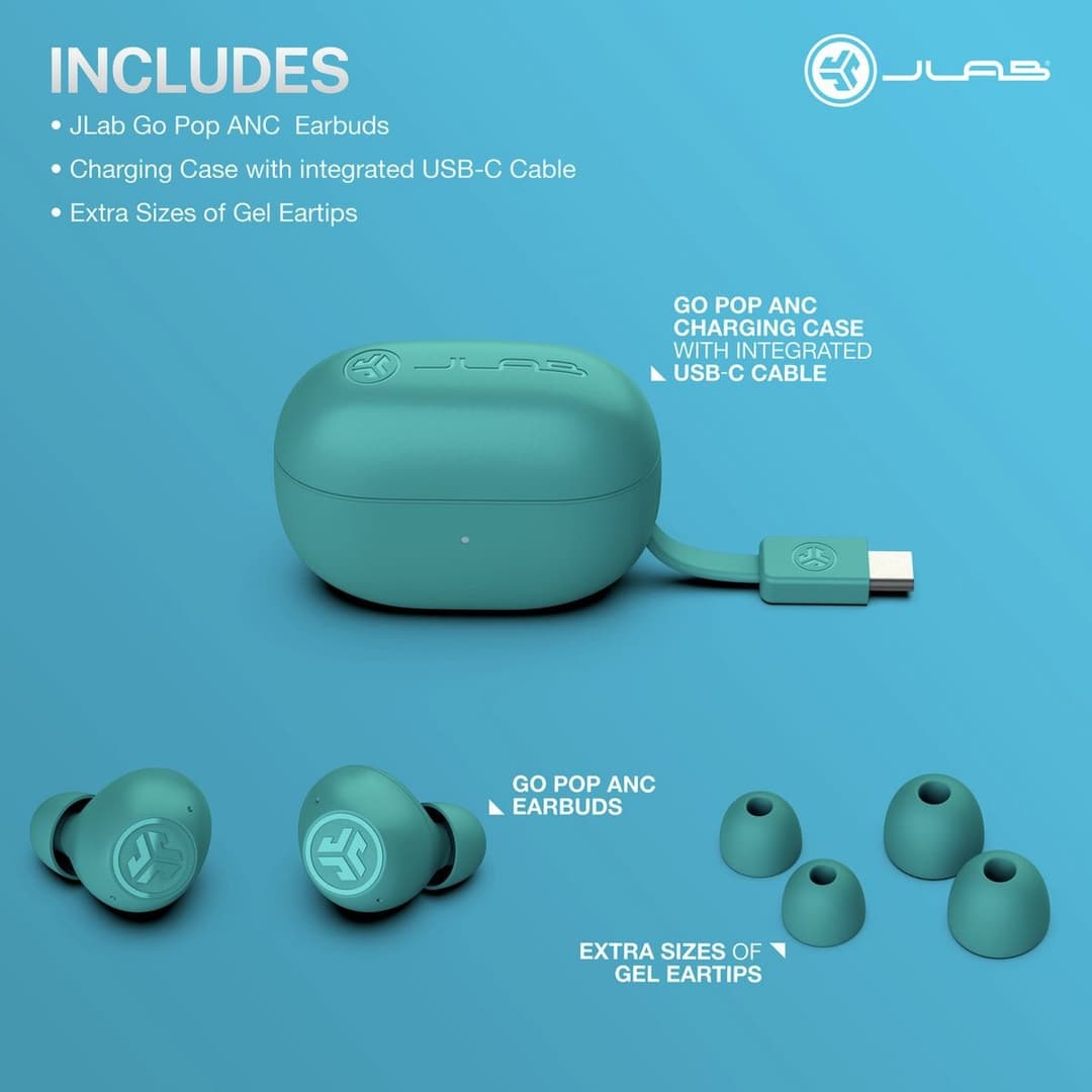 JLab Go Pop ANC True Wireless Earbuds - Teal - Image 6