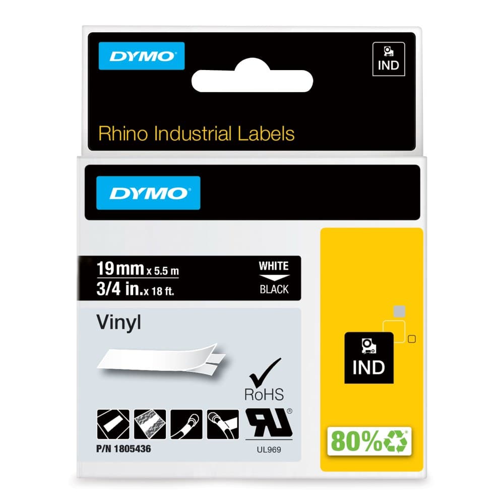 Dymo 1805436 19mm White on Black - Image 1