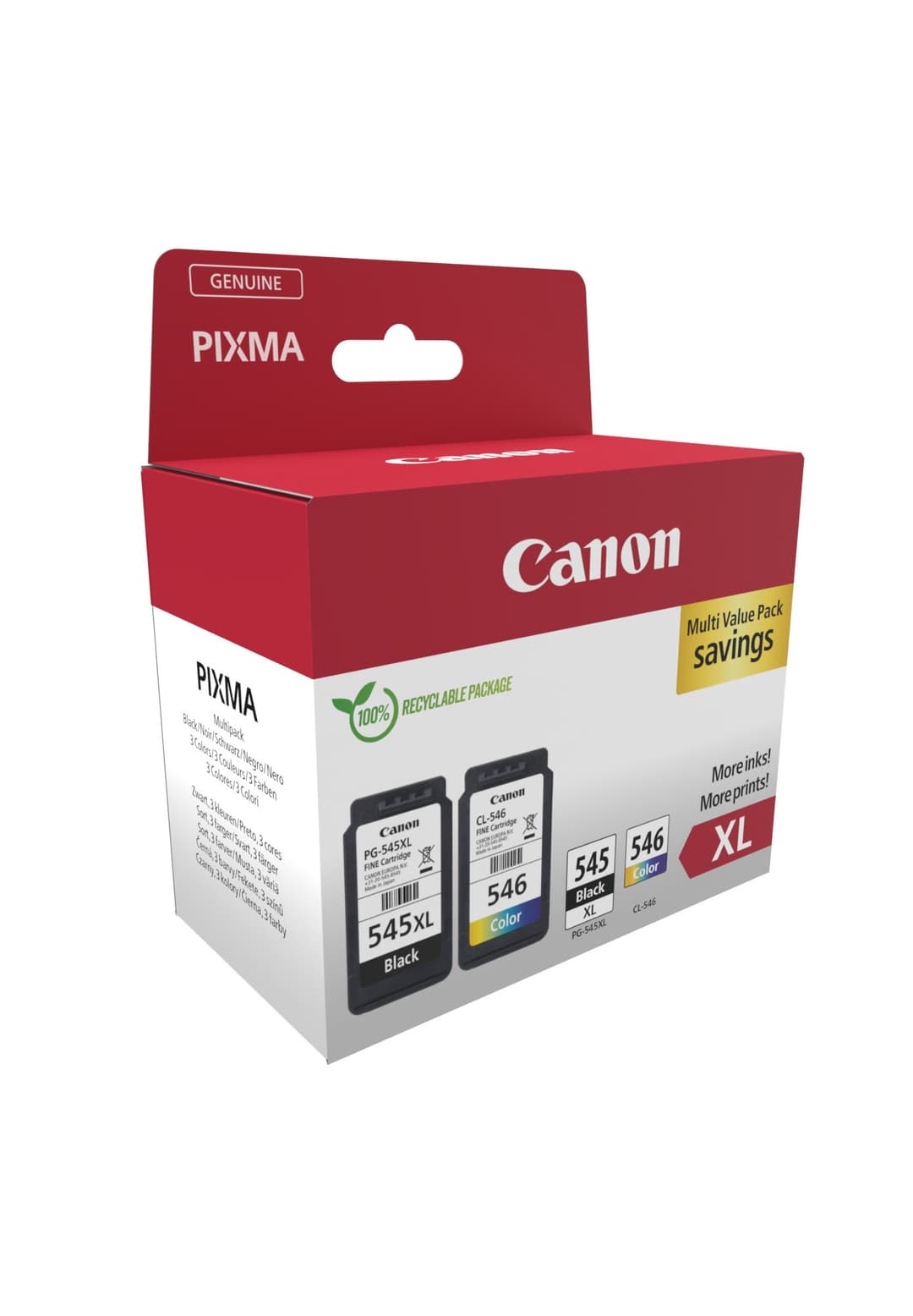 Canon PG-545XL/CL-546 Black & Tri-Colour Ink Cartridge Multipack (8286B012) - Image 2