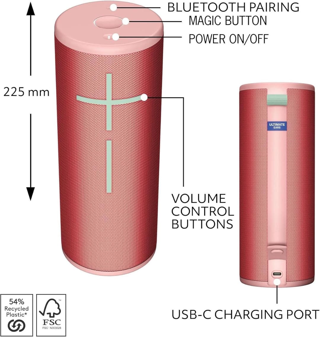 Ultimate Ears MEGABOOM 4 Portable Waterproof Bluetooth Speaker Rasberry - Image 4