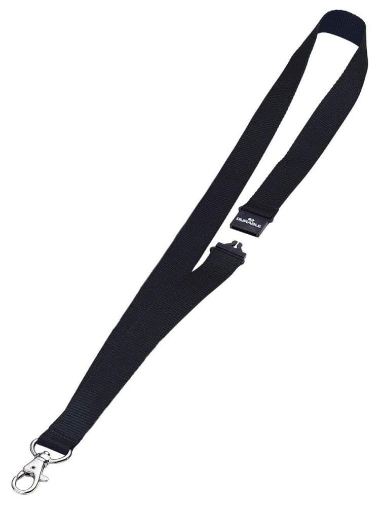 Durable Soft Neck Lanyards with Clip and Safety Release PK10 Black - Image 1