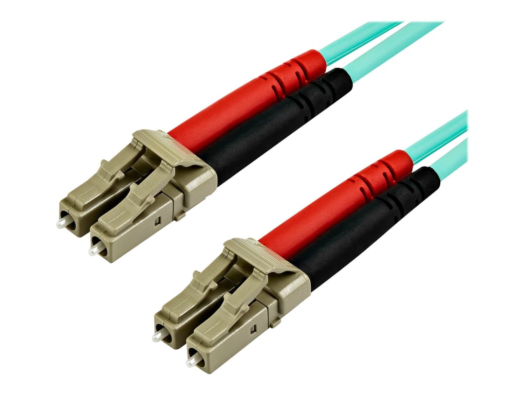 StarTech OM4 Duplex Multimode Fibre Patch Cable LC to LC Aqua 7m - Image 1