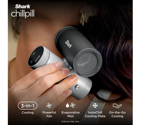 SHARK ChillPill FA025UK 3-in-1 Portable Fan Mist & InstaChill Cooling System with Travel Case - Midnight - Image 2