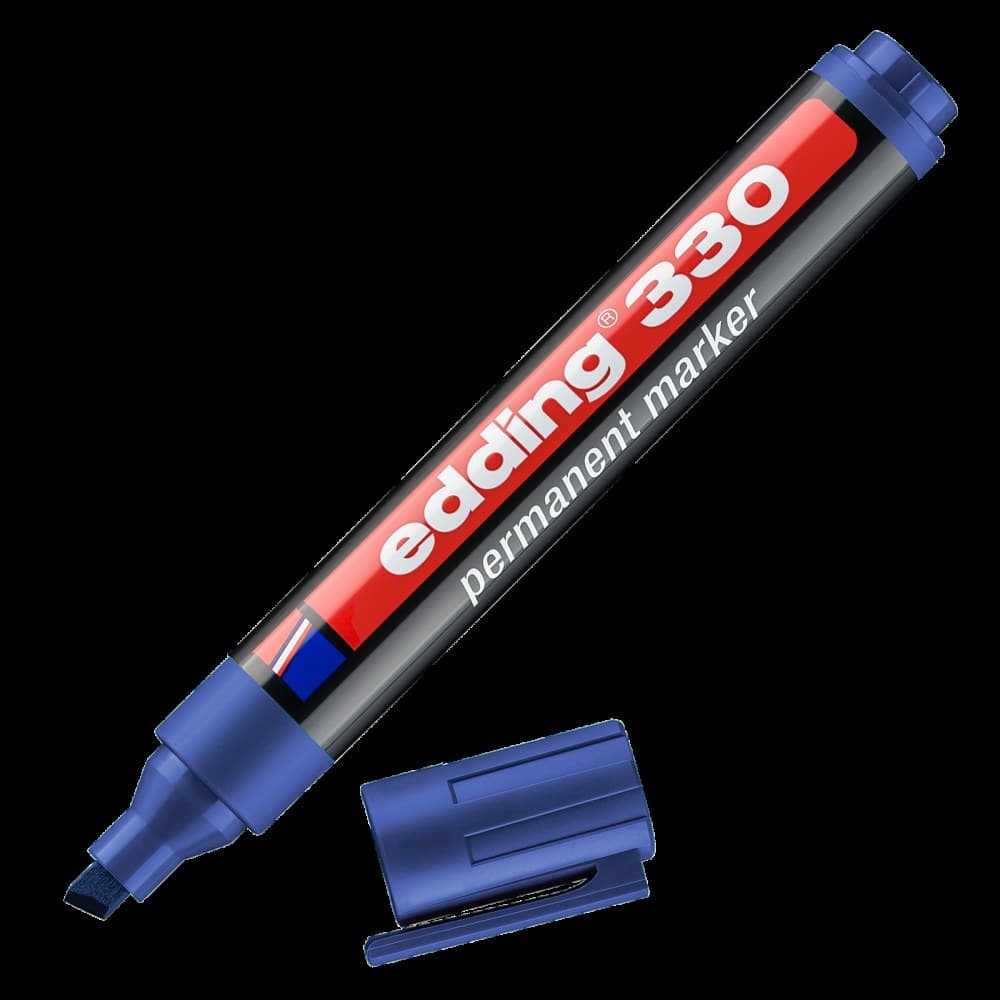 edding 330 Permanent Marker Chisel Nib Box of 10 - Blue