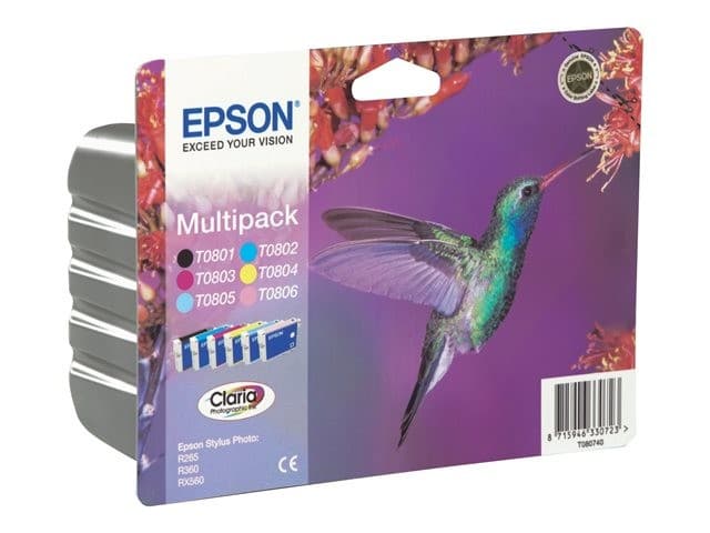 Epson T0807 Multipack - black, yellow, cyan, magenta, light magenta, light cyan - original - ink cartridge - Image 1