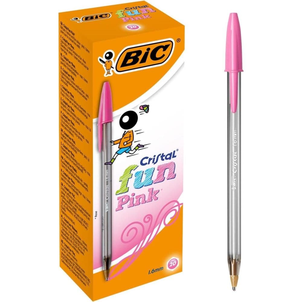Bic Pack of 20 Cristal Fun Pink Ballpoint Pen 1.6mm Tip - Image 1