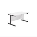 Jemini Rectangular Single Upright Cantilever Desk 1400x800x730mm White/Black KF810780 thumbnail 1