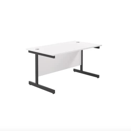 Jemini Rectangular Single Upright Cantilever Desk 1400x800x730mm White/Black KF810780 - Image 2
