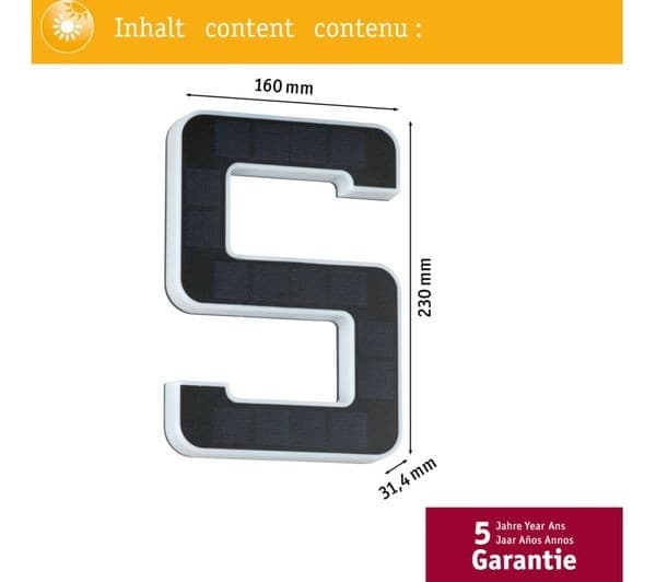 PAULMANN Solar LED House Number Light - No. 5 - Image 9