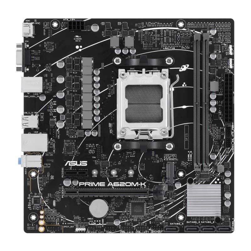ASUS PRIME A620M-K AMD A620 Socket AM5 micro ATX Motherboard - 90MB1F40-M0EAY0 - Image 2