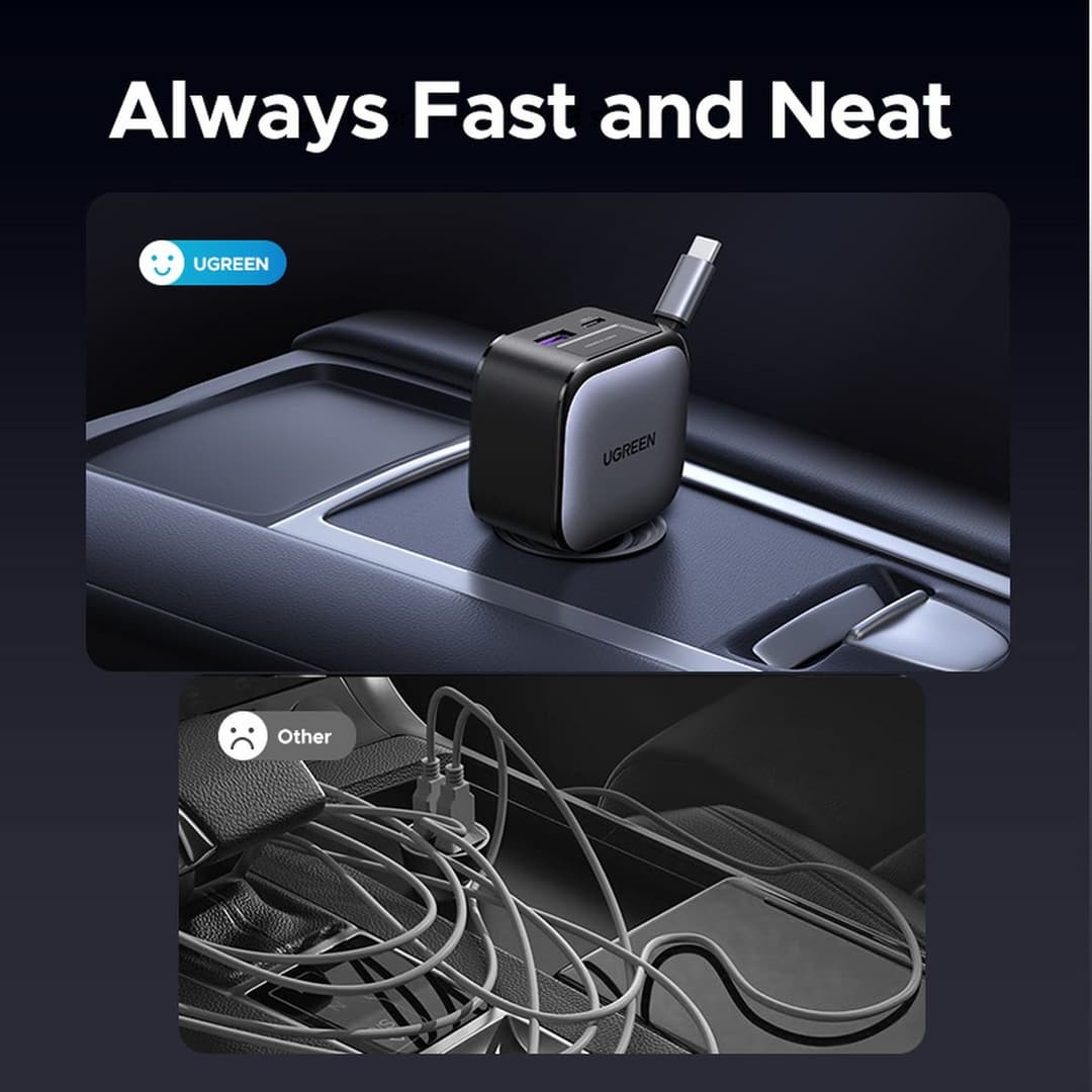 UGREEN 90W Car Charger with 60W Retractable USB-C Cable - Image 2