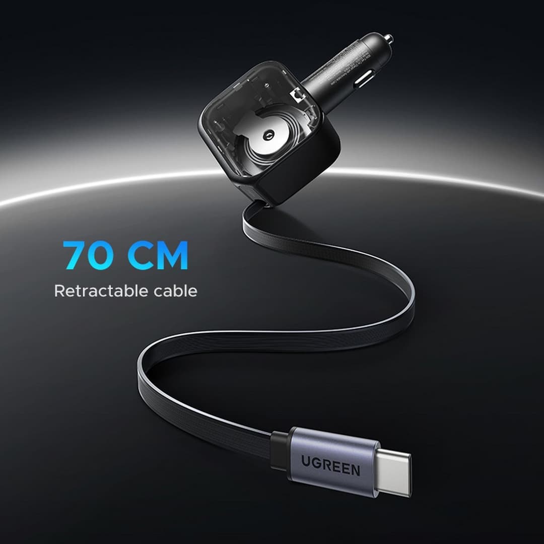 UGREEN 90W Car Charger with 60W Retractable USB-C Cable - Image 7