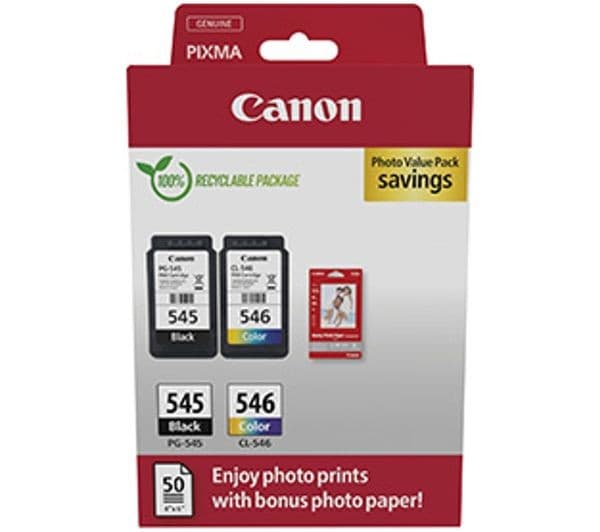 CANON PG-545XL/CL-546 Tri-colour & Black Ink Cartridges - Multipack