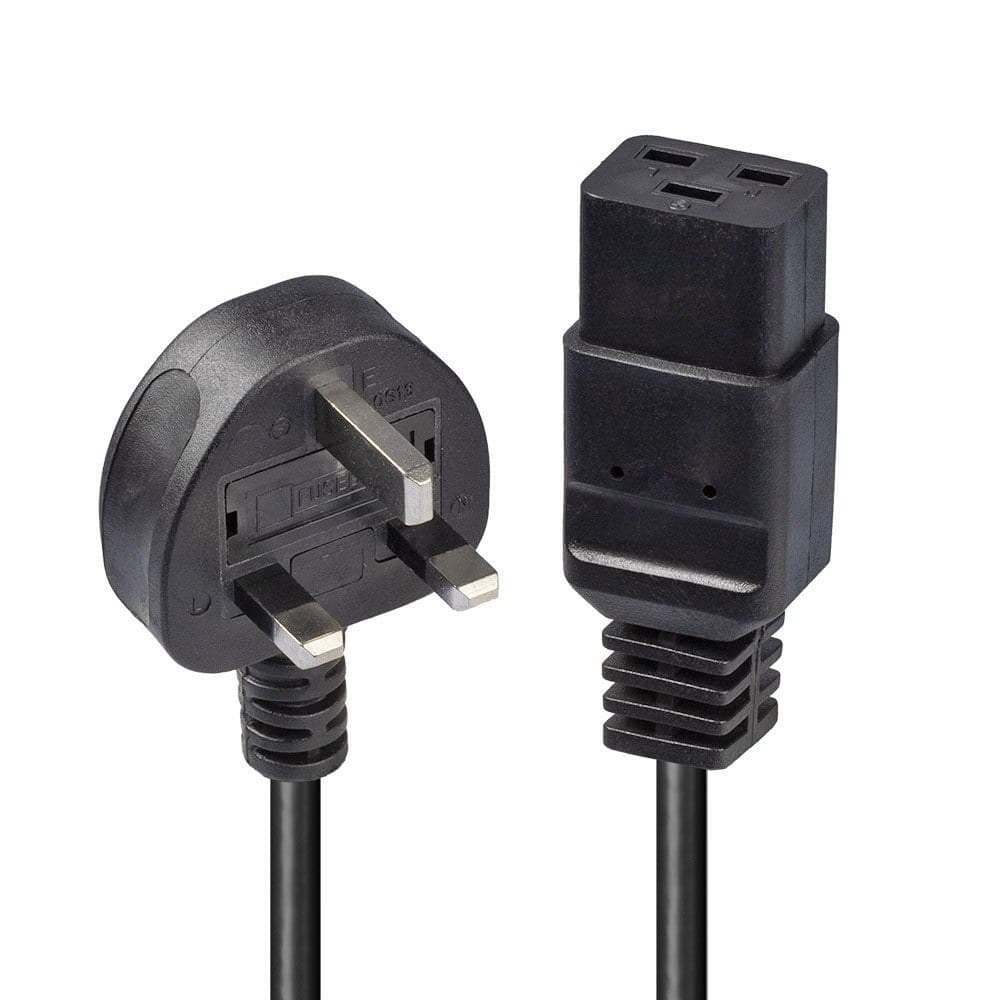 Lindy 2m UK 3 Pin Plug to IEC C19 Power Cable. Black - Image 1