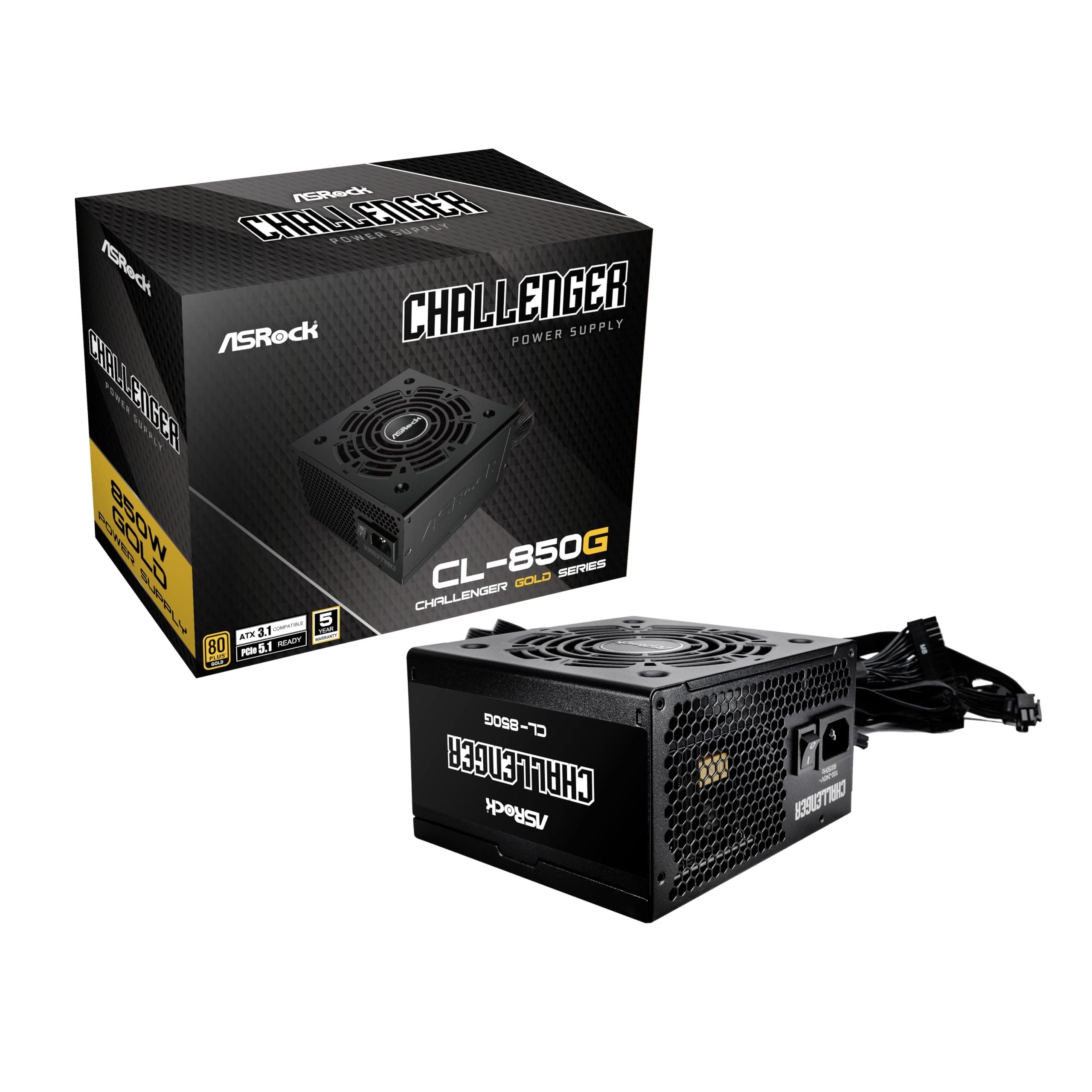 Asrock 850W Challenger CL-850G PSU, Fully Wired, 80+ Gold, ATX 3.1, PCIe 5.1