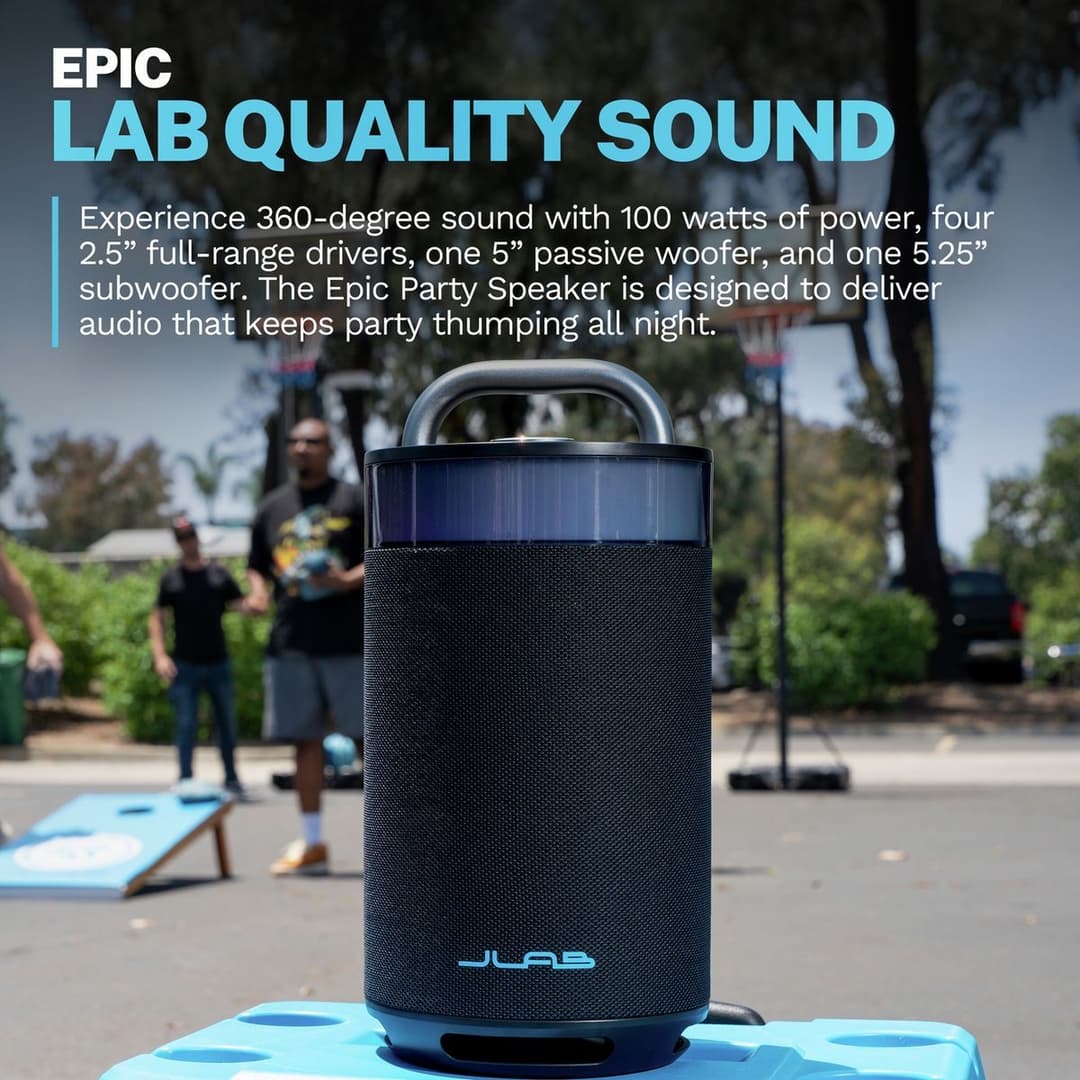 JLab Epic Party Portable Bluetooth Speaker - Black - Image 3
