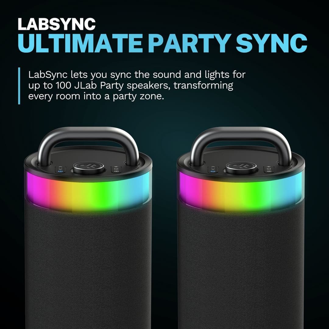 JLab Epic Party Portable Bluetooth Speaker - Black - Image 4