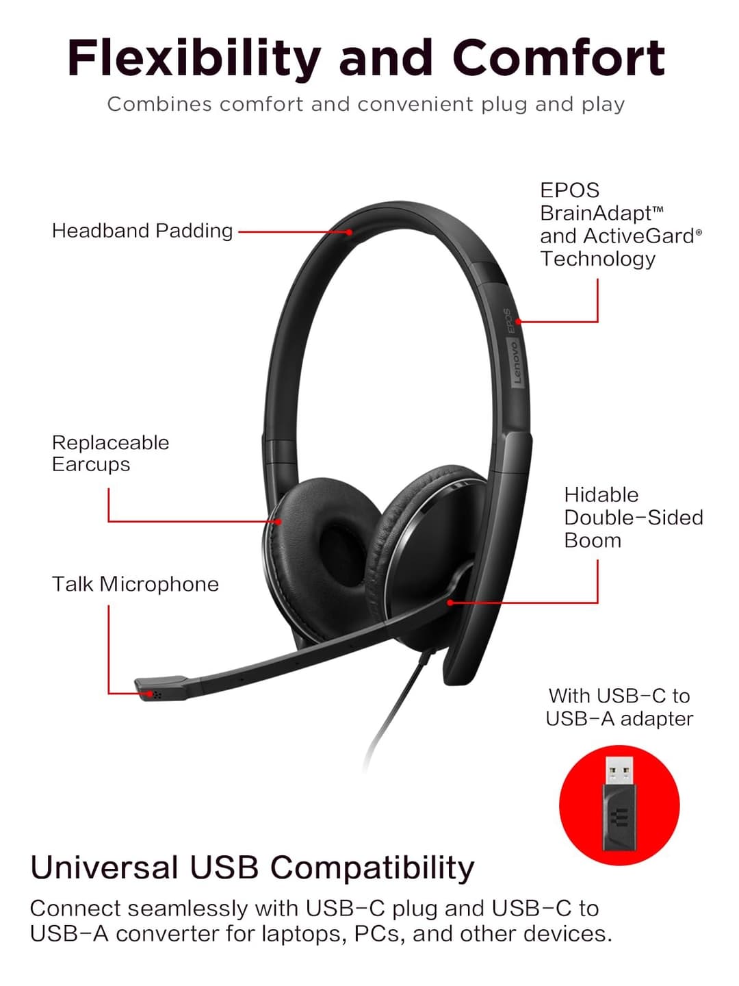 Lenovo Gen2 Anc Wireless Headset - Black - Image 6