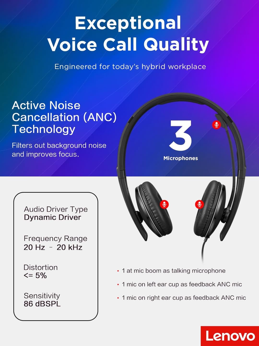 Lenovo Gen2 Anc Wireless Headset - Black - Image 8