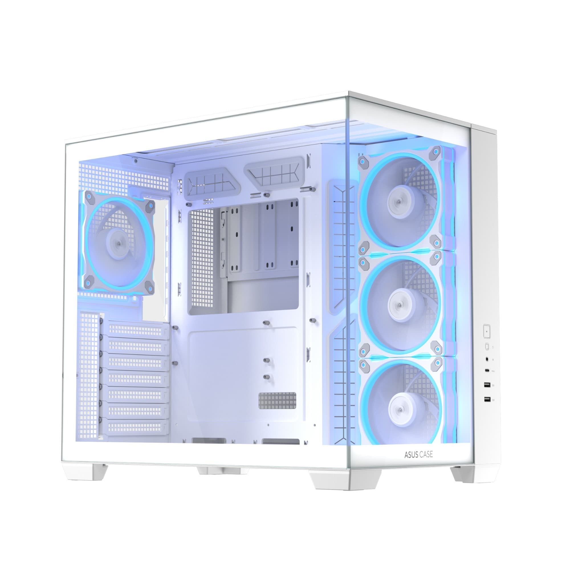 ASUS A32 PLUS ARGB Tempered Glass Dual-Chamber Mid-Tower Gaming PC Case - White