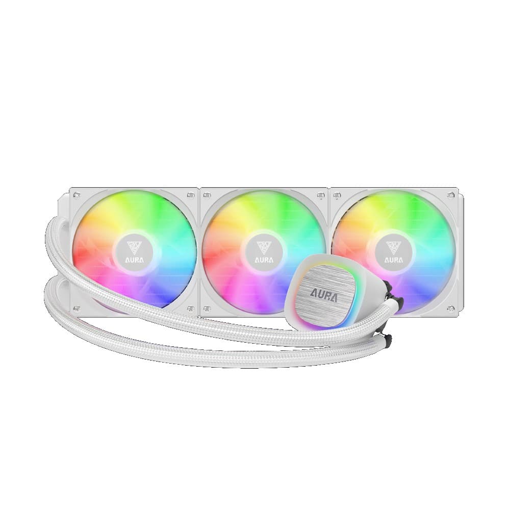 GAMDIAS AURA GL360 V2 White 360mm RGB All-in-One Liquid Cooler - Image 1