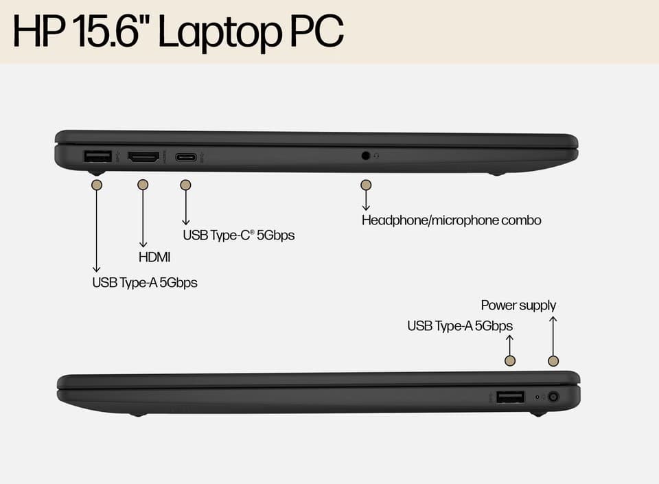 HP 15.6" Laptop Intel Core 7 150U 16GB RAM 1TB SSD Full HD Windows 11 - Jet Black - Image 3