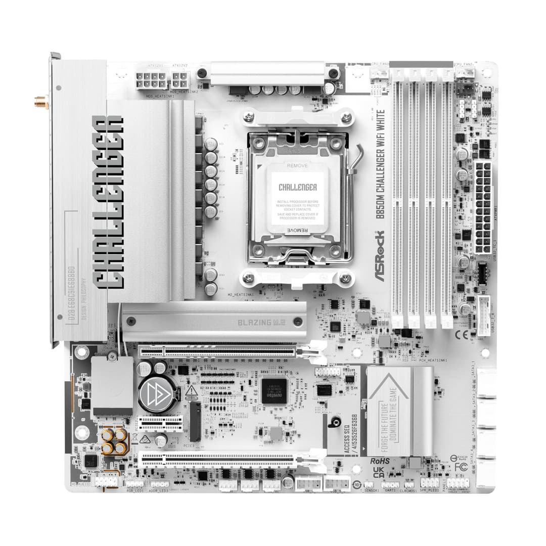 ASRock B850M Challenger WiFi White Socket AM5 Micro-ATX Motherboard, Support AMD Ryzen 9000/8000/7000 Series, B850, DDR5 8000+(OC), PCIe 5.0, WiFi 7, 2.5G LAN, Gaming Lightning Ports - Image 4