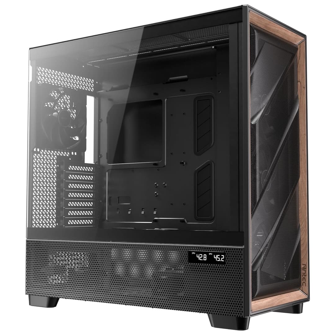 Antec Flux PRO Full Tower Tempered Glass Black/Wood PC Gaming Case - Image 4