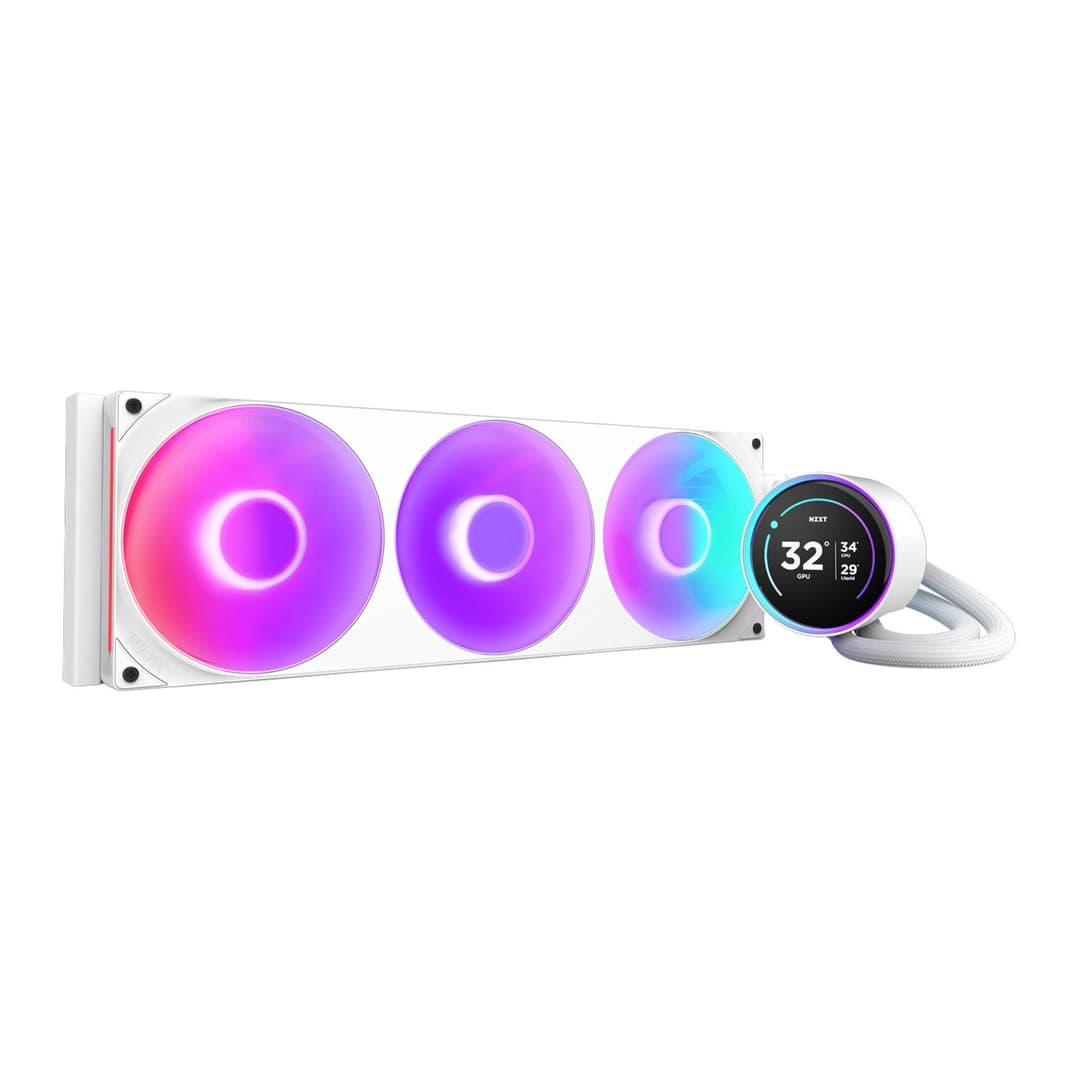NZXT Kraken Elite V2 420mm ARGB Intel / AMD CPU Liquid Cooler w/ 2.72" LCD - White - Image 1