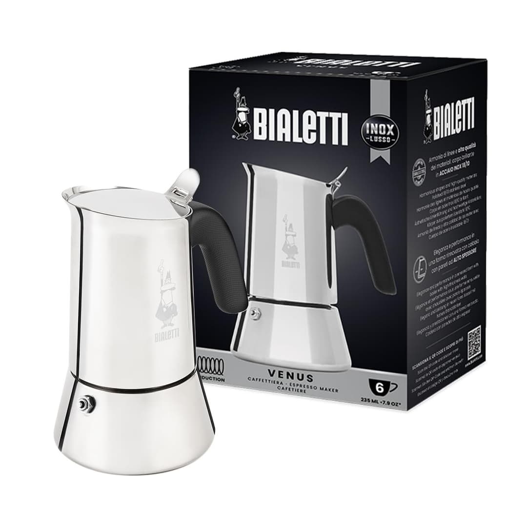 Bialetti New Venus Induction 0007255/CN Stovetop Espresso Coffee Maker - Silver - Image 1