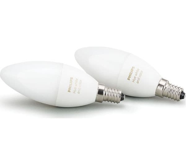 PHILIPS HUE White & Colour Ambience Smart LED Bulb - Candle E14, Twin Pack - Image 3