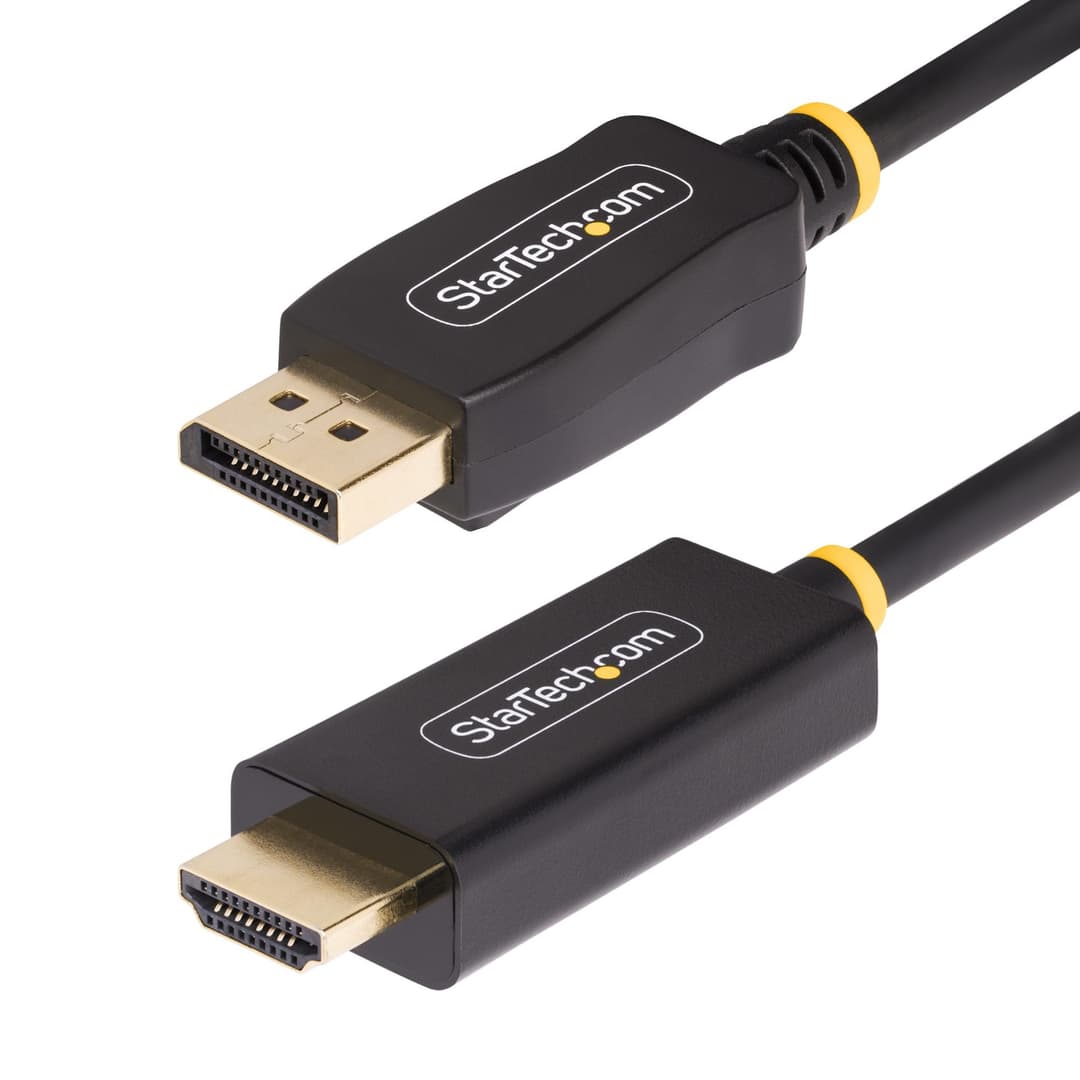 StarTech.com 3.3ft (1m) DisplayPort to HDMI Adapter Cable, 4K 60Hz with HDR, DP to HDMI 2.0b, Active Video Converter, DisplayPort Desktop to HDMI Monitor - Image 1