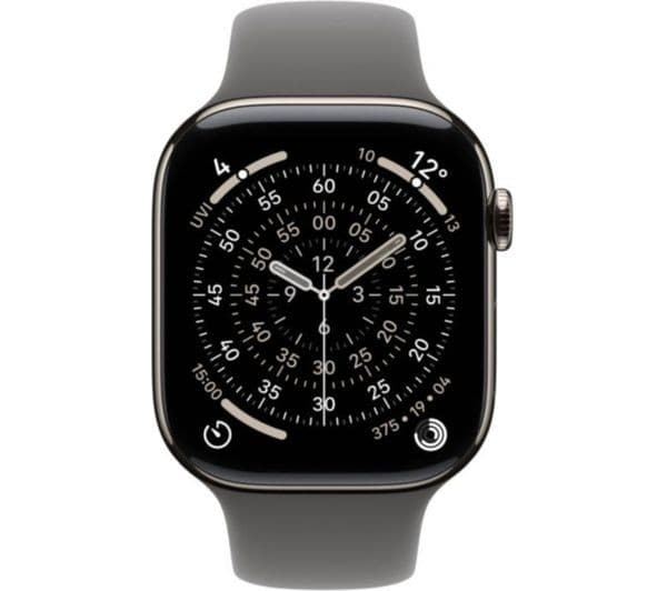 Apple Watch Series 11 GPS + Cellular 46mm Natural Titanium Case with Stone Grey Sport Band - M/L - Image 2